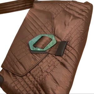 HVISK Brown Over The Shoulder Purse with green accent xx